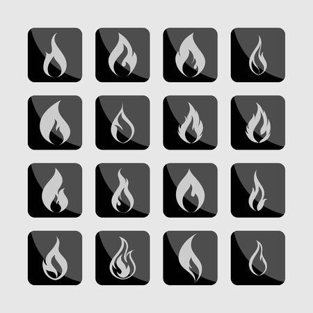 fire flame hot icon setのイラスト素材