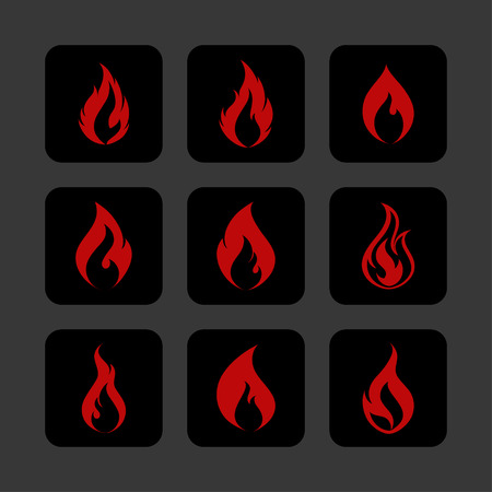 fire flame hot icon setのイラスト素材