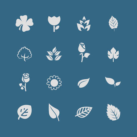 leaves floral natural icon setのイラスト素材