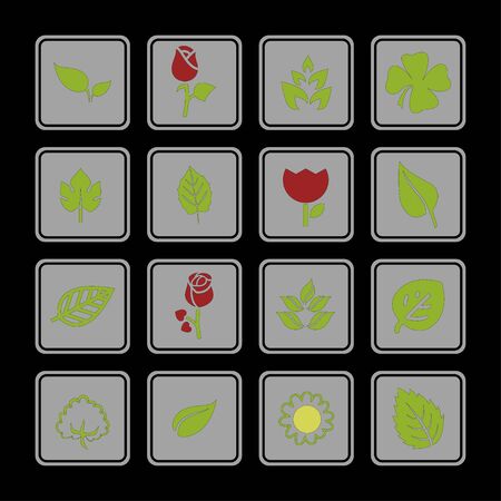 leaves floral natural icon setのイラスト素材