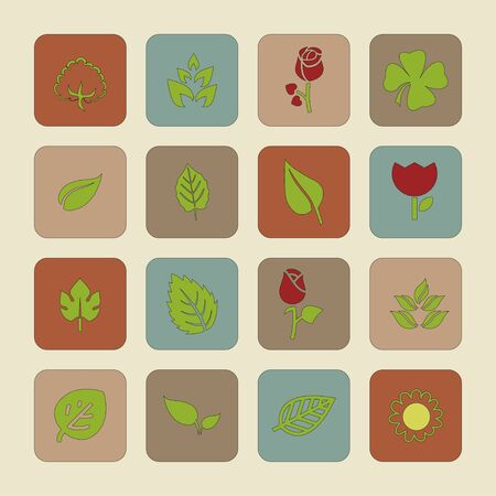 leaves floral natural icon setのイラスト素材
