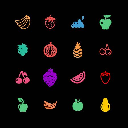 food fruit vegetable icon setのイラスト素材