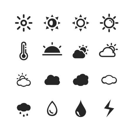 weather meteorology forecast icon setのイラスト素材