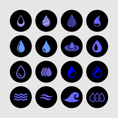 water drops element ecology icon setのイラスト素材