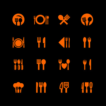 food eat tools instruments icon setのイラスト素材