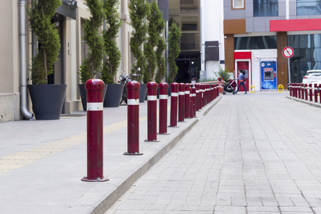 Side view shot stone car road in the cityの写真素材