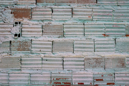 Front shoot masonry greenish colored brick wall textureの写真素材