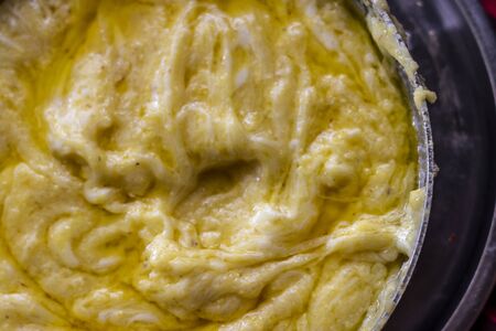 Close-up top shoot of traditional turkish food with butter and cheese for breakfast time