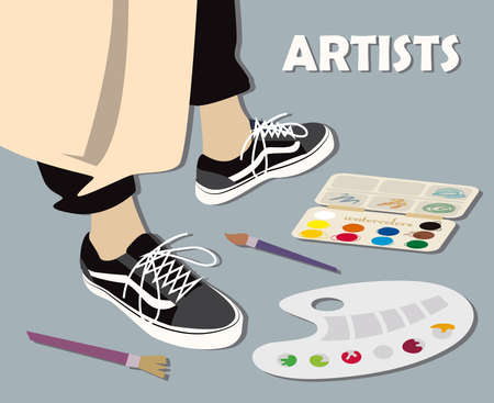 artist concept with color palletsの写真素材