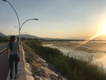 sunset view on the lake
