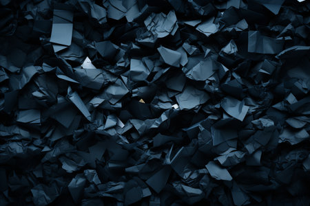 Elegant Black Crumpled Paper Texture. Mesmerizing Low Light Background for Artistic Projectsの素材