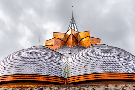 dome of Hagymatikum in the Mako city, Hungary. Hagymatikum is one of the masterpieces of organic architecture in Hungary.の写真素材