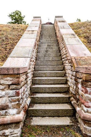 stairs in Fredriksborgs fortress in winter, Varmdo, Stockholm, Sweden