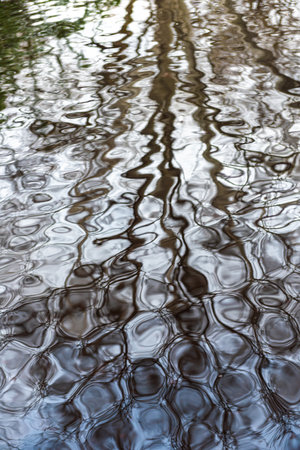 Reflections In Lake Water. Reflections of the water like an abstract paintingの写真素材