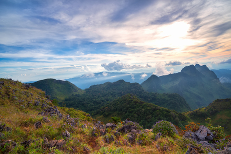 sunset Landscape at Doi Luang Chiang Dao Province Chiang Mai , this limestone massif mountain High No. 3 in , Thailandの写真素材