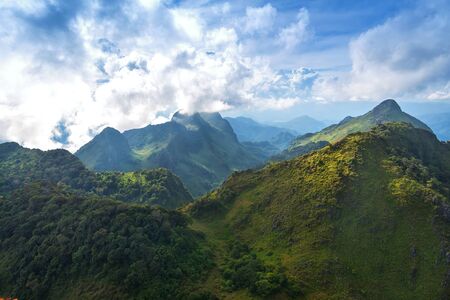 View Great mountains national park scenic Landscape seen from Doi Luang Chiang Dao, High mountain in Chiang Mai Province, Thailand.の写真素材
