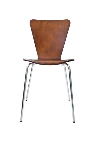wooden Brown modern chair on white backgroundの写真素材