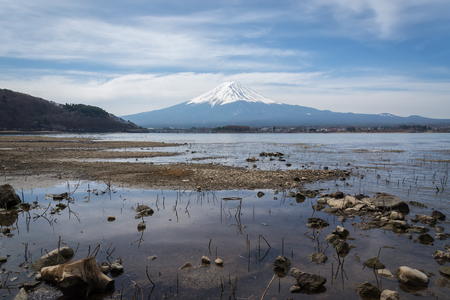 kawaguchiko lake with mount Fuji on backgroundの写真素材