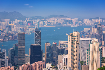 Hong Kong building skyline. View from Victoria Peak.のeditorial素材