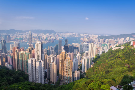 Hong Kong building skyline from Victoria Peakのeditorial素材