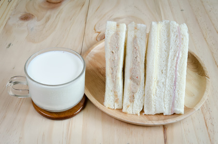 Breakfast sandwich and milkの写真素材