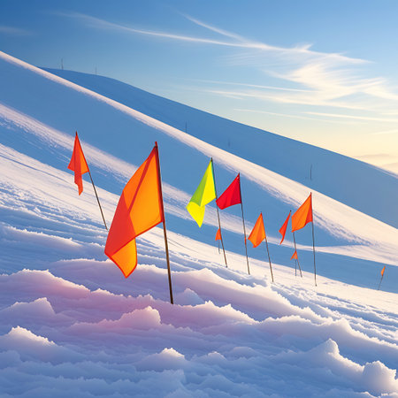 A vibrant array of colorful flagsの素材