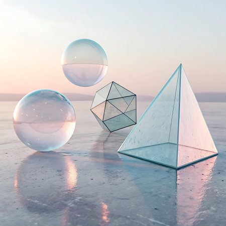 Three translucent geometric formsの素材