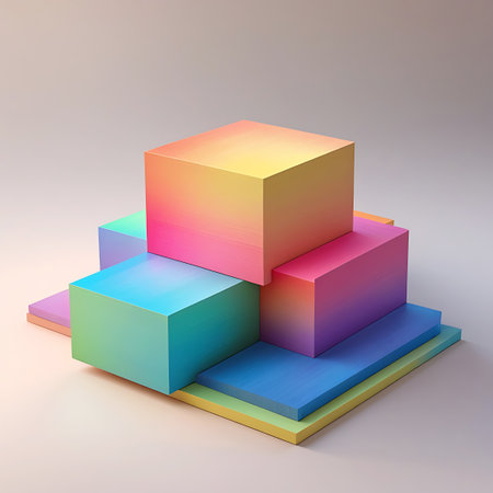 Purple showing layered geometric shapes with gradient colors on white background keywords: geometric, shapes, abstract, gradient, color, pastel, pink, yellow, blue, purple, orange, green, layered, arrangement, modern, clean, studio, light, soft, background, simple, design, element, object, art, creative, render, 3d, isometric, composition, balanced, colorful, smooth, transition, vibrant, playful, minimal, isolated, digital, art, visual, platform, display description: a composition of layered...の素材