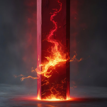 Burning showing red pillar of fire and smoke. High resolution image suitable for commercial use. Clear details and vibrant colors enhance visual appeal.の素材