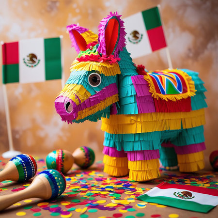 Photo showing colorful donkey piの素材