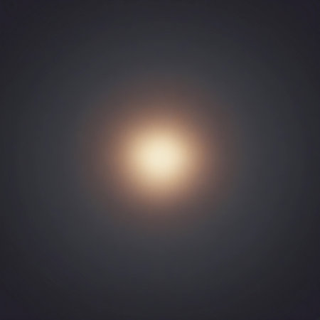 The image depicts a soft, glowing orb set against a dark background. The orb emits a gentle, diffused light that gradually fades into the surrounding darkness, creating a serene and mysterious atmosphere. The simplicity of the image focuses attention on the single source of light, evoking a sense of calm and tranquility.の素材