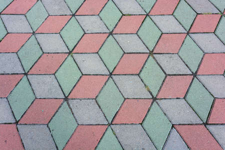 Paving slabs are lined with abstract 3d pattern. Public city square.の写真素材