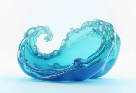 This stunning wave sculpture in vibrant turquoise evokes the tranquility of ocean waters, capturing movement and light in a captivating, artistic interpretation of nature's wonders.の素材