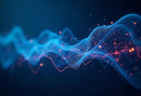 Flowing waves of light intertwine, creating a mesmerizing display of energy and color. Soft blues and pinks blend together, forming an ethereal atmosphere that captivates the viewer.の素材