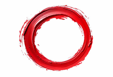 A bold red circle is crafted with expressive brush strokes, showcasing an artistic design. This artwork radiates energy and passion, inviting viewers to explore their own creativity.の素材