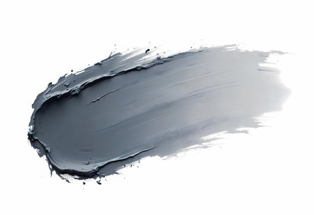 A smooth gray paint stroke spreads across a pristine white canvas, embodying creativity and artistry. The fluid texture invites viewers to explore its artistic potential and possibilities.の素材