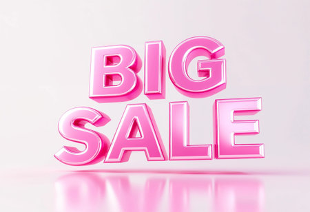 Bright pink letters announce an enticing sale event, capturing attention with bold colors and dynamic energy that promises great deals for eager shoppers this spring season.の素材