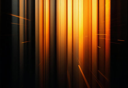 Striking vertical lines cast in warm golden hues create an abstract composition. The harmonious blend of colors evokes a sense of tranquility and depth, inviting contemplation and imagination.の素材