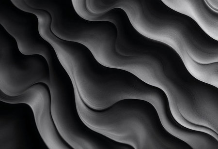 Swirling shapes create an enchanting dance of shadows, forming a textured surface that captivates with its fluid movement and striking contrast, evoking a sense of depth and intrigue.の素材