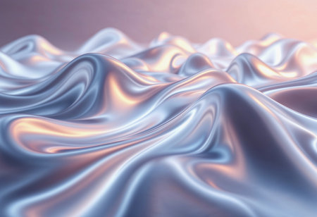 Smooth, silky waves undulate in soft pastel hues, reflecting a gentle light that suggests a serene atmosphere. The texture and colors evoke a feeling of tranquility and beauty.の素材