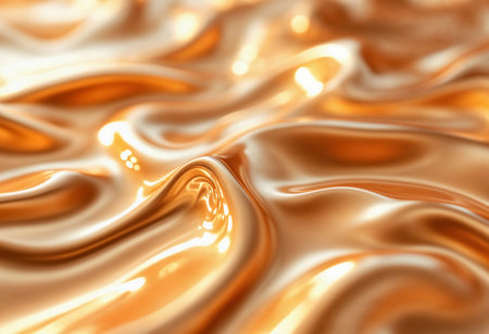 Luxurious golden fabric undulates gracefully, capturing light and evoking warmth. The rich, smooth surface reflects elegance and depth, inviting exploration of its intricate patterns.の素材