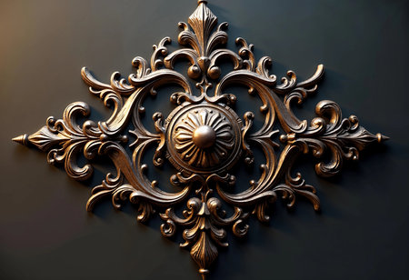 Elaborate bronze wall decor with swirling patterns and a central medallion captivates with its rich texture and design. Perfectly enhances any sophisticated interior space.の素材