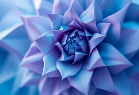 Delicate layers of a vibrant blue floral structure create mesmerizing patterns, inviting admiration. The artful arrangement highlights the harmony of nature's geometry.の素材