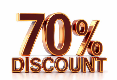 Exciting savings await as a bold announcement displays a substantial 70 percent discount. Perfect for bargain hunters seeking fantastic deals on various products.の素材