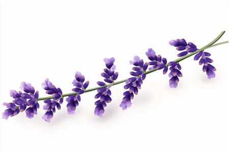 Delicately crafted branch of lavender features vibrant purple blossoms and fine details.の素材
