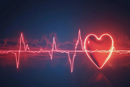 This captivating display of a heartbeat illustrates heightened physical effort, showcasing the emotional and physical connection between the body and exercise. The vibrant lines pulse rhythmically.の素材