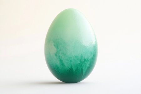 Delicate egg displays a beautiful gradient, transitioning smoothly from pristine white at the top to rich green at the base, embodying the essence of nature. The soft light enhances its charm.の素材