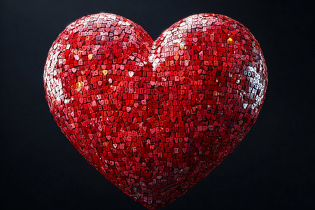 A stunning red heart formed from a myriad of tiny letters captures the essence of love and connection. The vibrant colors and unique design invite admiration, inspiring creativity and emotion.の素材