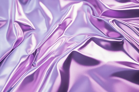 Flowing waves of light purple fabric catch the gentle light, creating a mesmerizing dance of color and sheen. The smooth texture invites touch, revealing its captivating elegance and depth.の素材