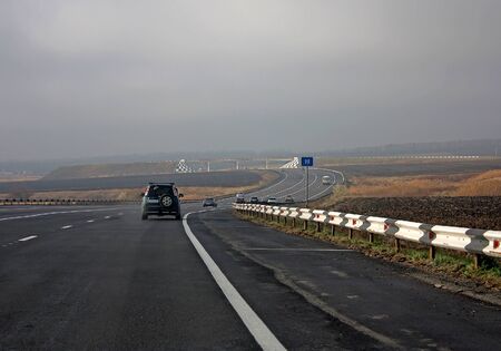 Road, running through the fieldsのeditorial素材